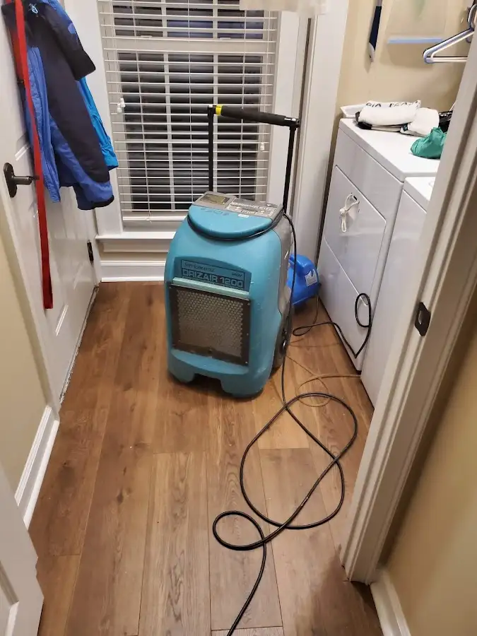 Commercial dehumidifier deployed for Flood Damage Cleanup in Green Oak